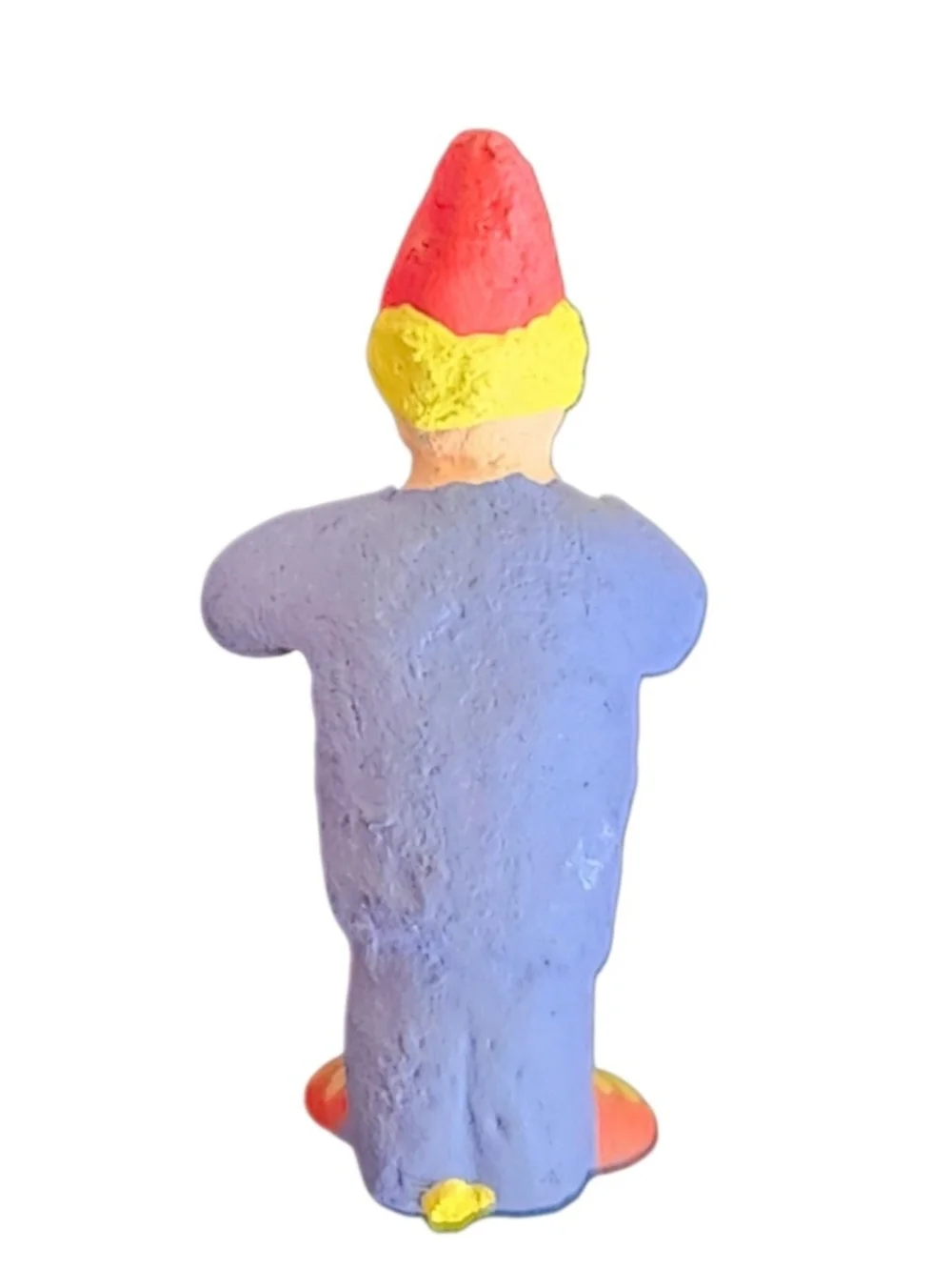 Vintage Folk Art Clay Hand-Painted Clown Figurine– Whimsical